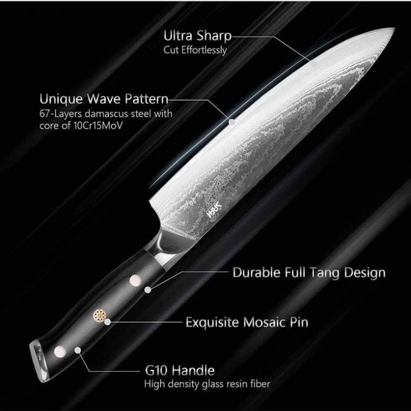 Chef Knife: 8” Japanese Cooking Knife Ultra Sharp 67-Layer High Carbon Stainless - Picture 6 of 7